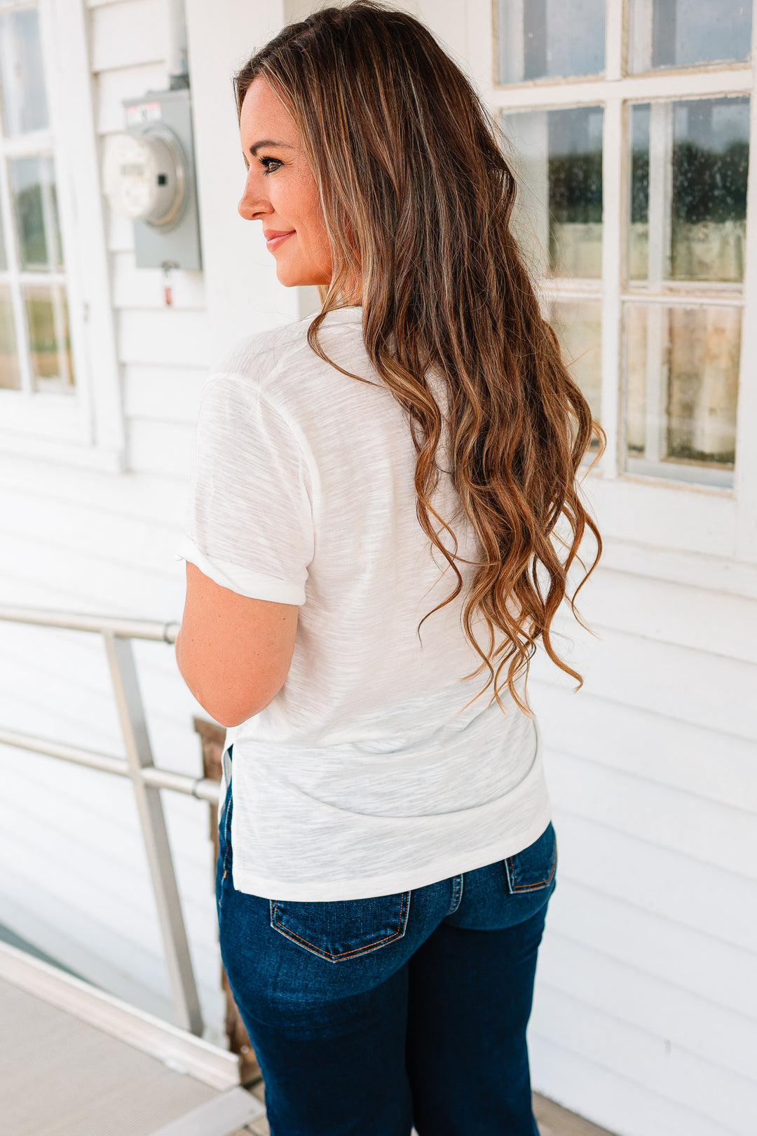 Zoie V-Neck Top - White