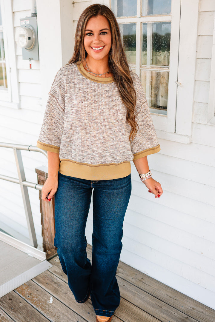 Jori Multi Melange Waffle Top