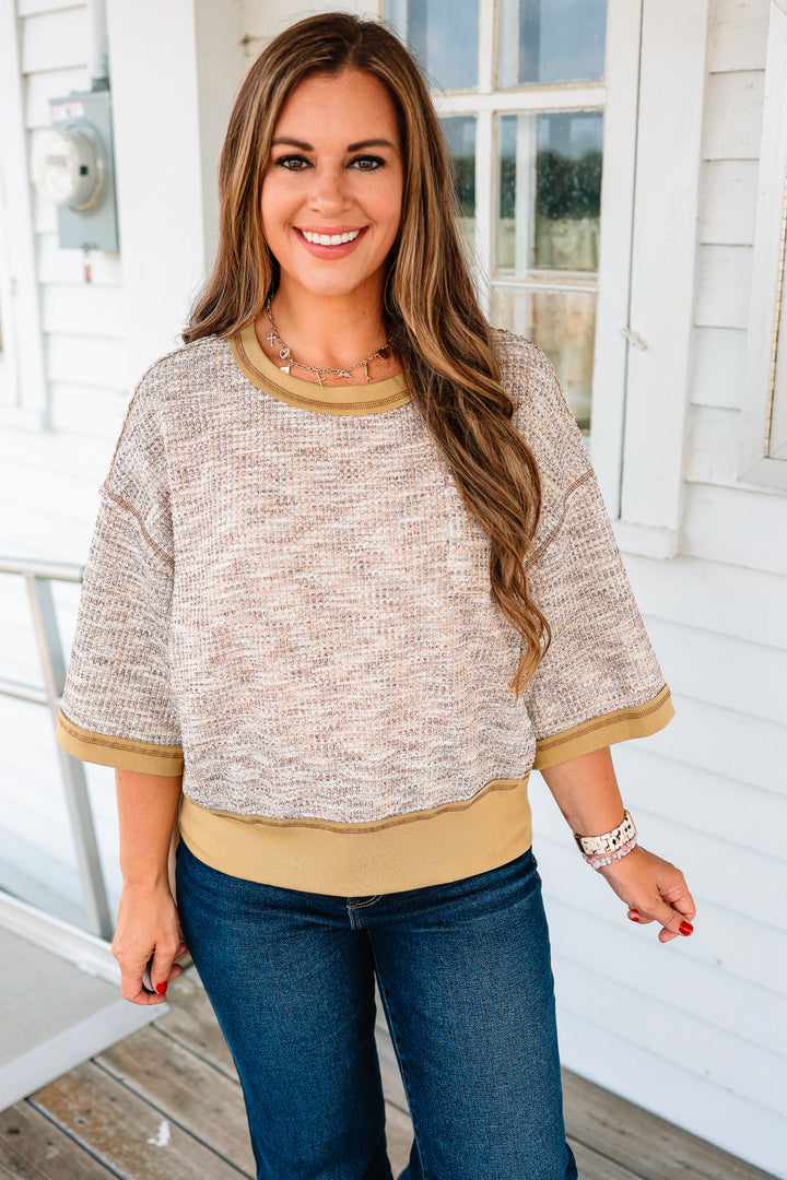 Jori Multi Melange Waffle Top