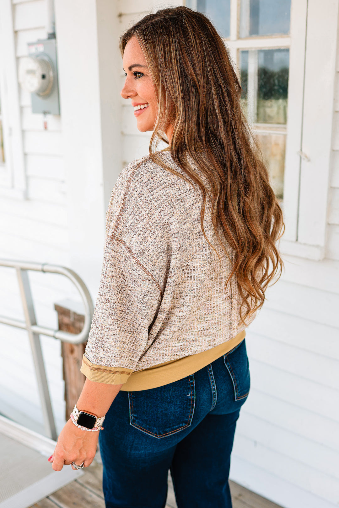 Jori Multi Melange Waffle Top