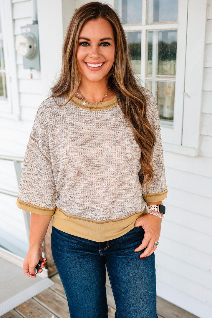 Jori Multi Melange Waffle Top