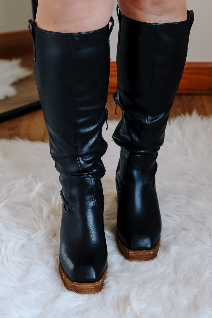 Alyssa Chunky Tall Boots - Black
