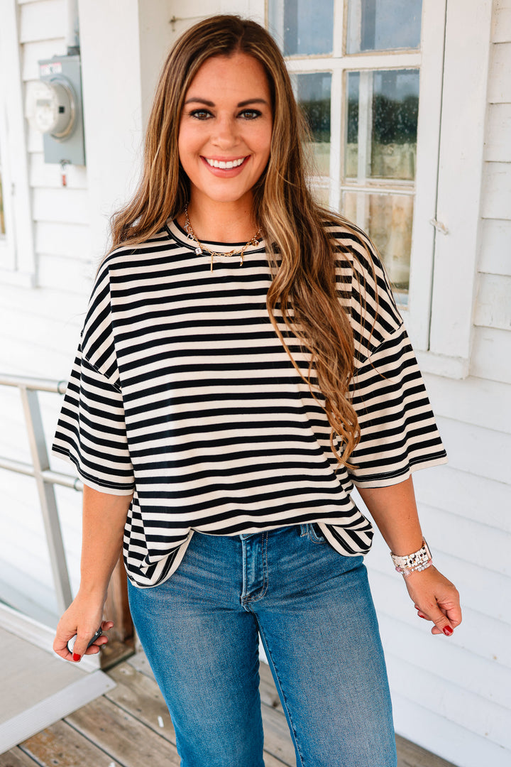 Jack Stripe Boyfriend Tee - Ivory