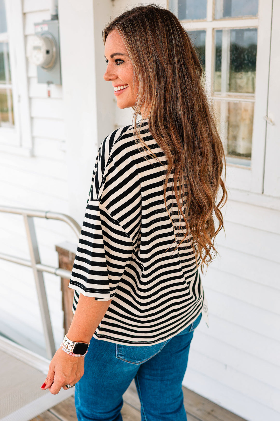 Jack Stripe Boyfriend Tee - Ivory