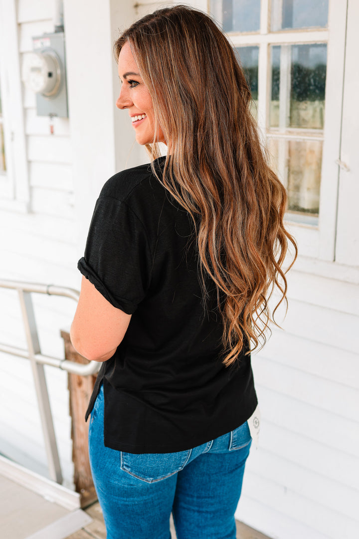 Zoie V-Neck Top - Black