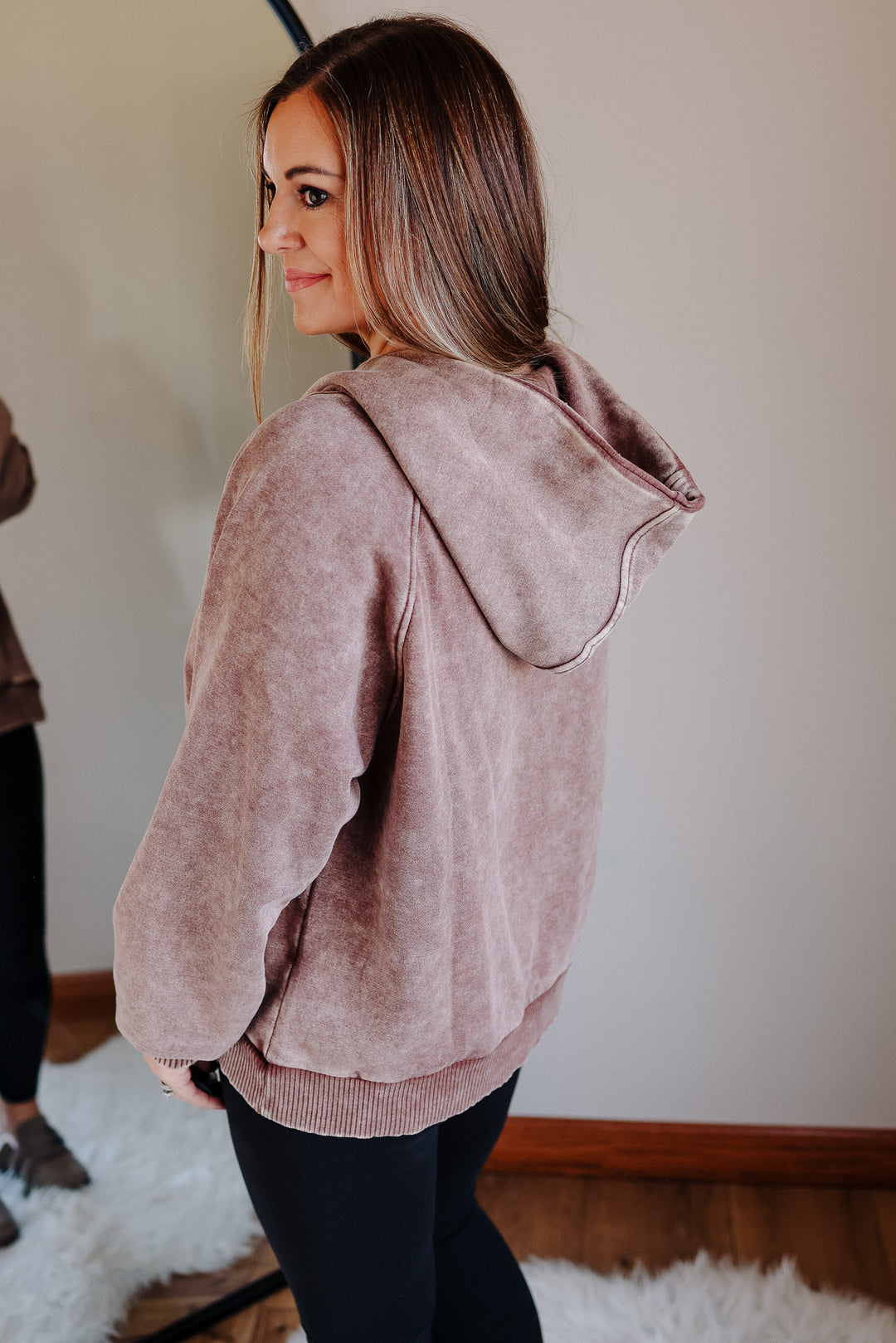 Itzel Acid Wash Hoodie - Brown