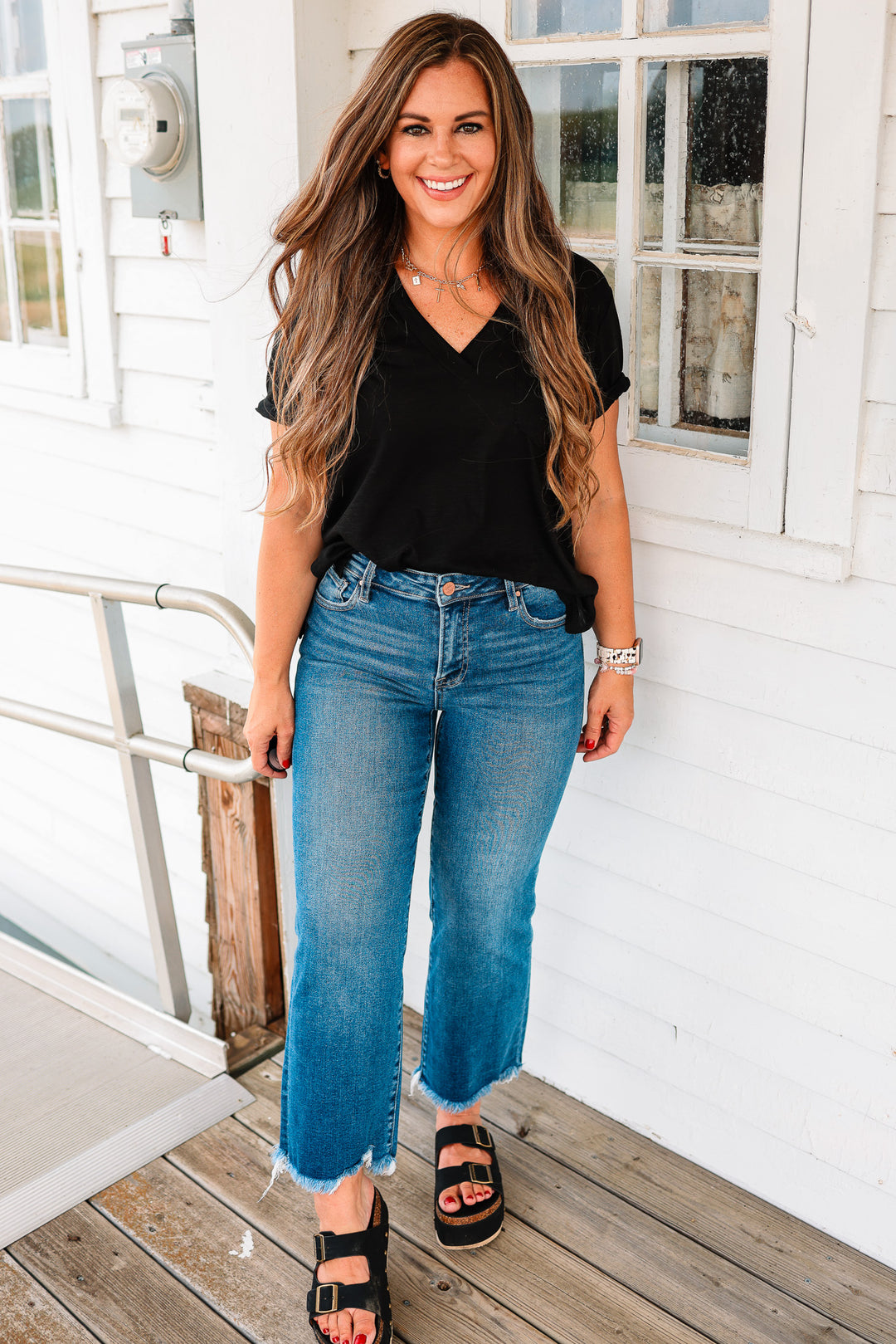 RISEN: Max Mid Rise Crop Straight Jeans