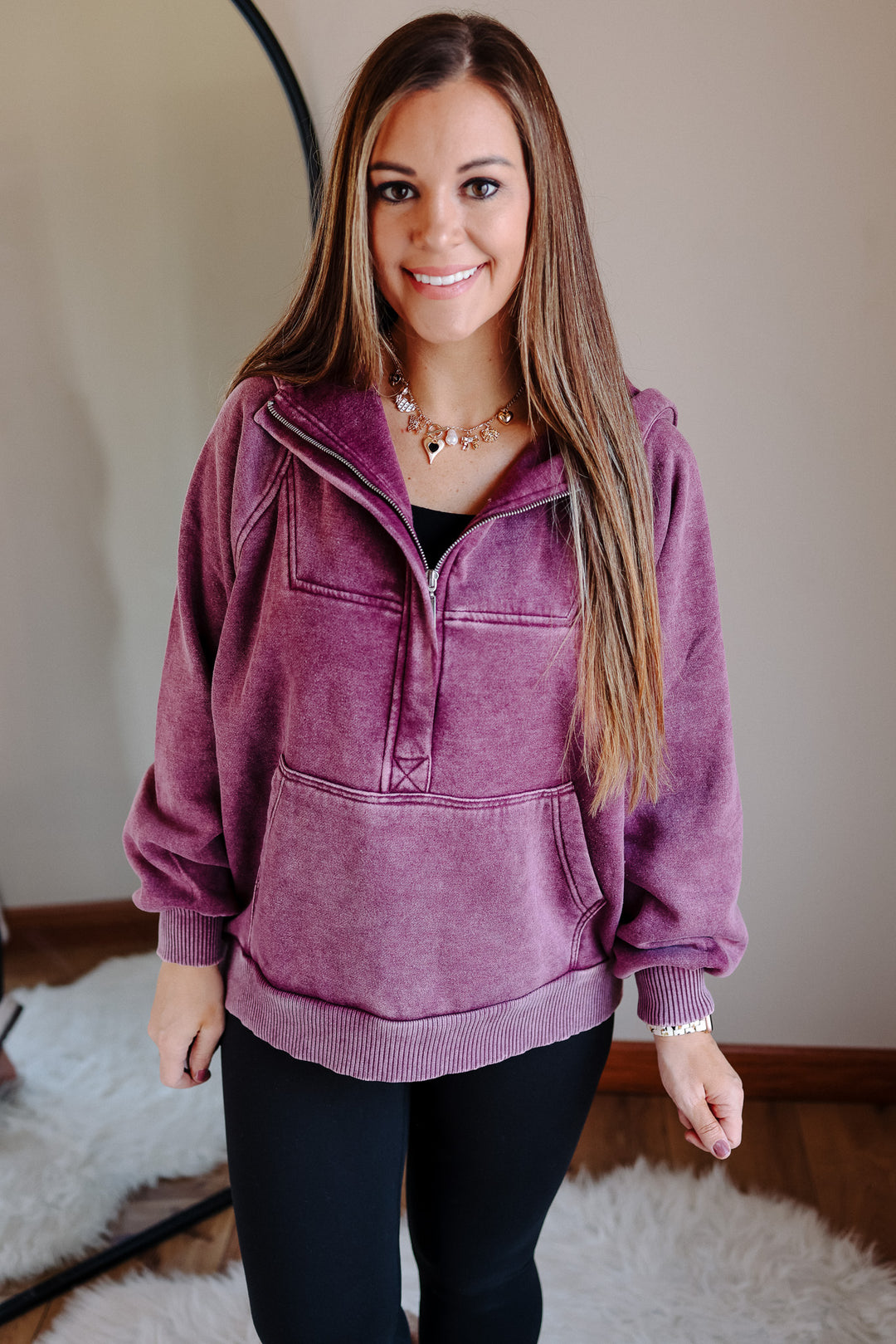 Itzel Acid Wash Hoodie - Eggplant