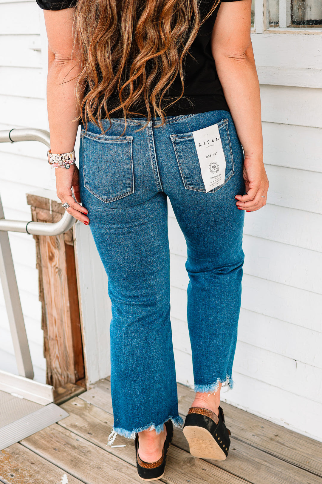 RISEN: Max Mid Rise Crop Straight Jeans