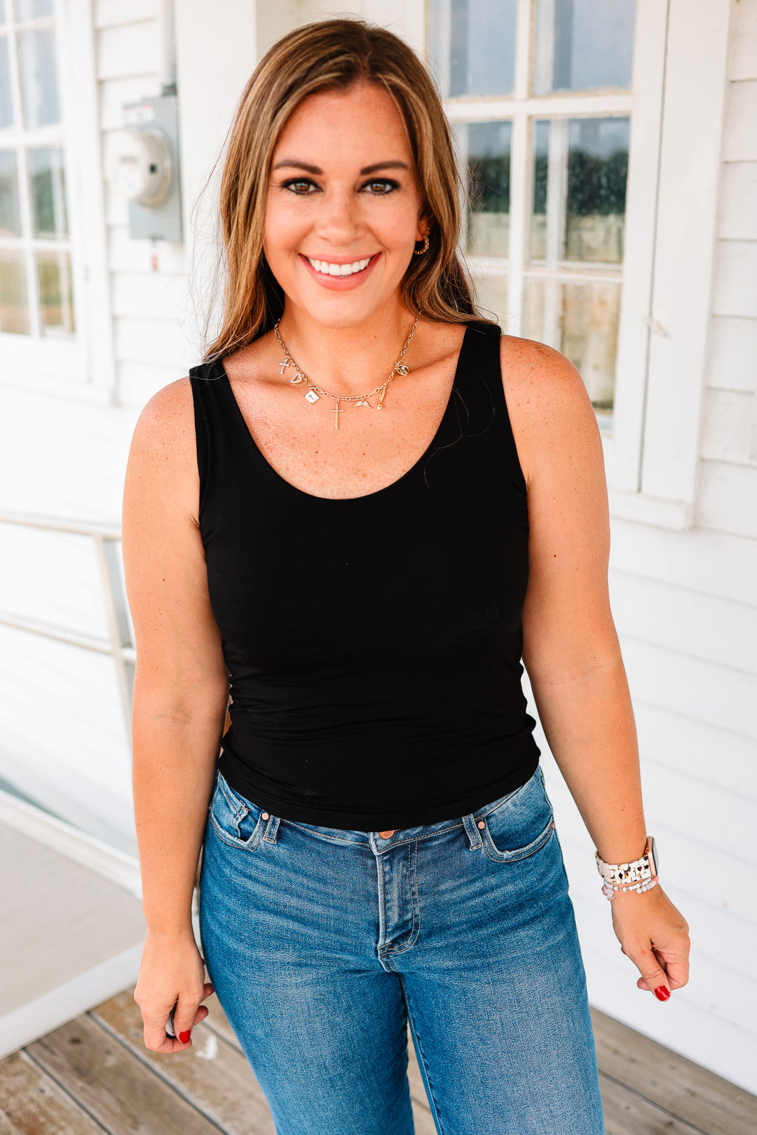 Bria Scoop Neck Tank - Black