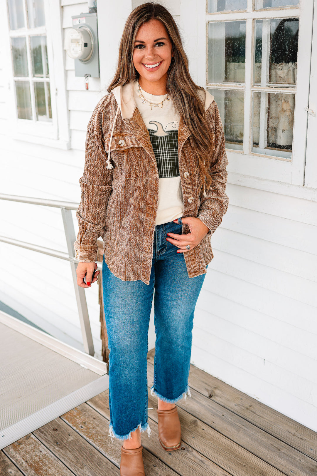 Avy Snow Wash Corduroy Shacket - Taupe