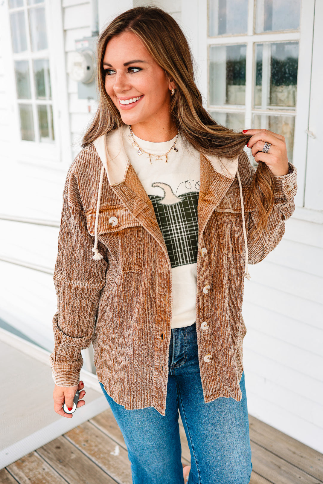 Avy Snow Wash Corduroy Shacket - Taupe