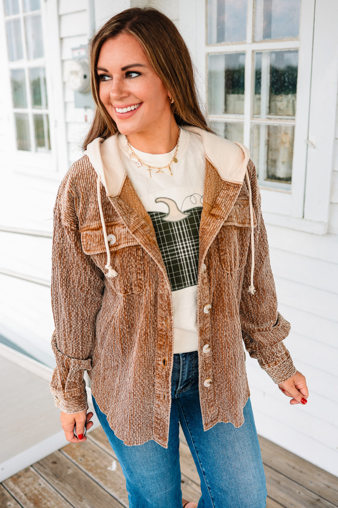 Avy Snow Wash Corduroy Shacket - Taupe