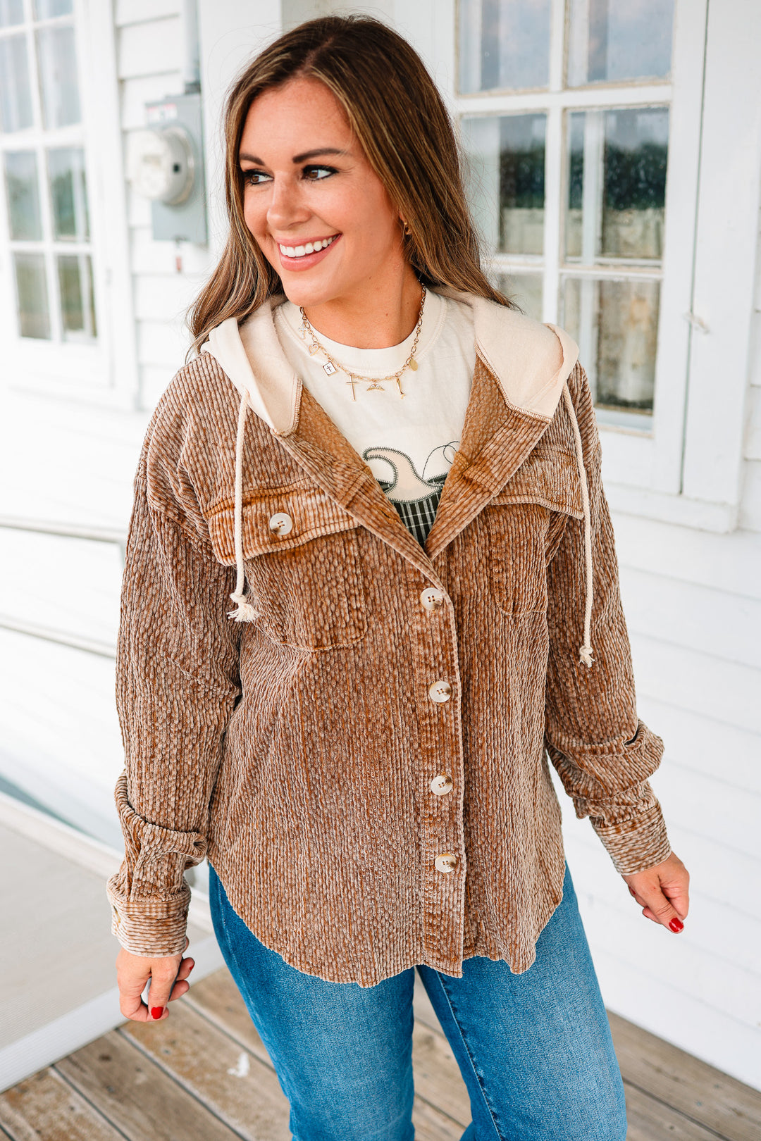Avy Snow Wash Corduroy Shacket - Taupe