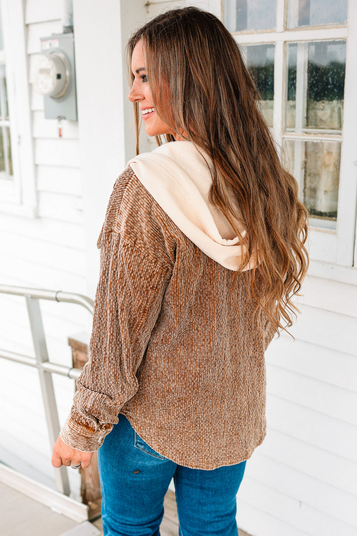 Avy Snow Wash Corduroy Shacket - Taupe