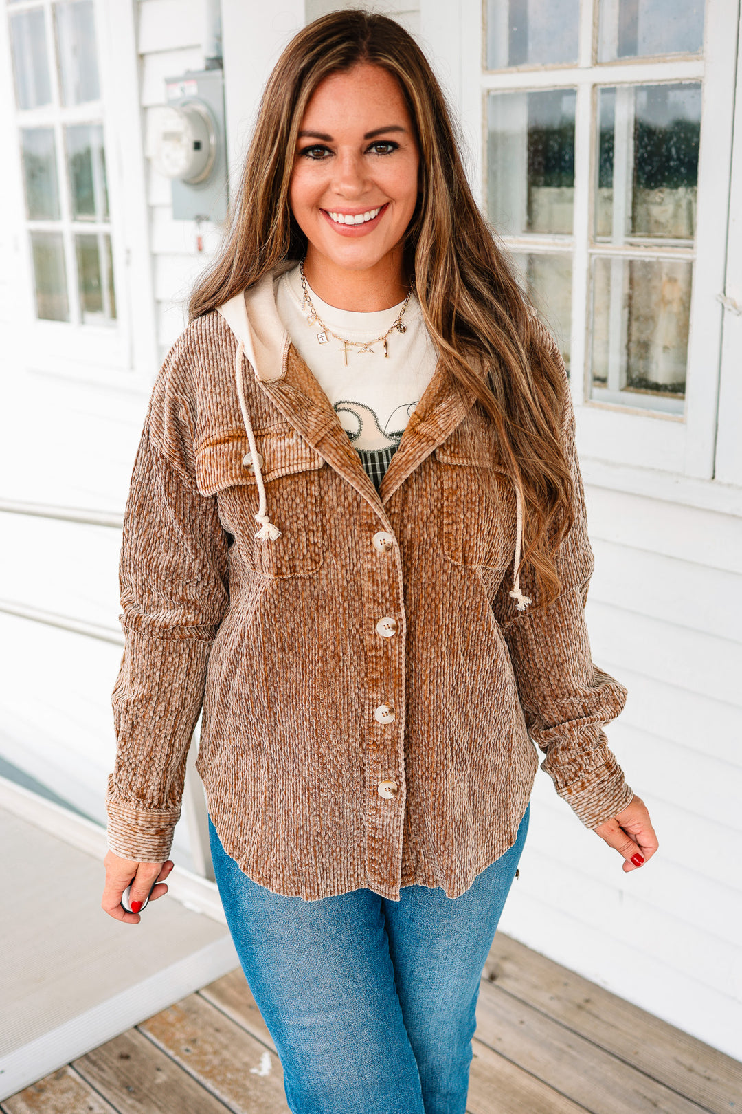 Avy Snow Wash Corduroy Shacket - Taupe