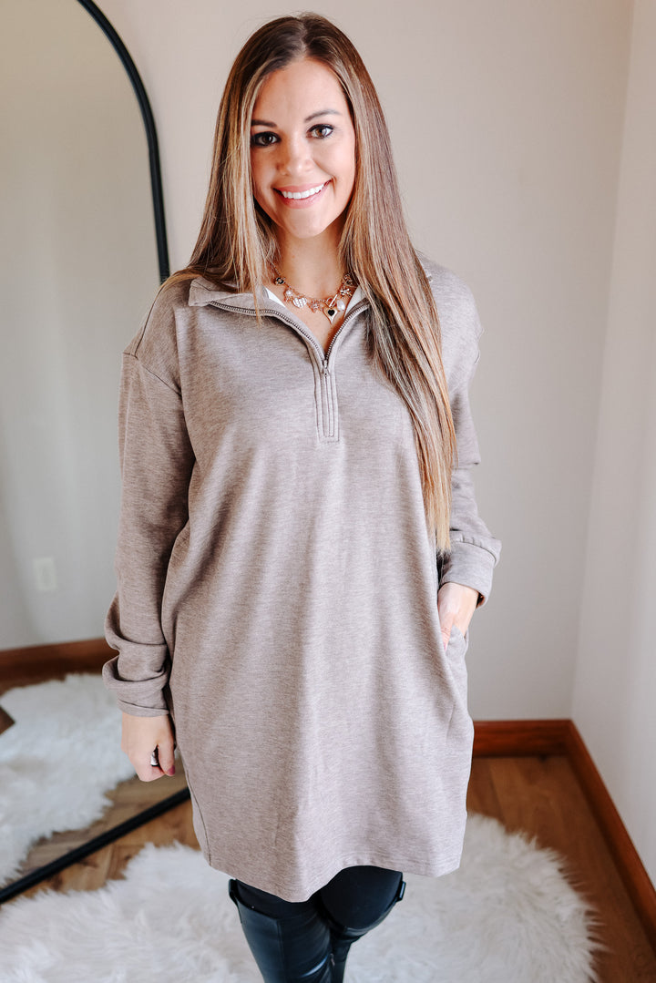 Jersey Lounge Sweatshirt Dress - Taupe
