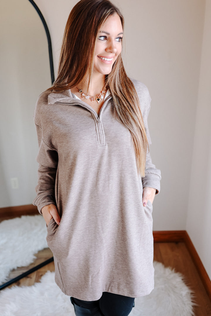 Jersey Lounge Sweatshirt Dress - Taupe