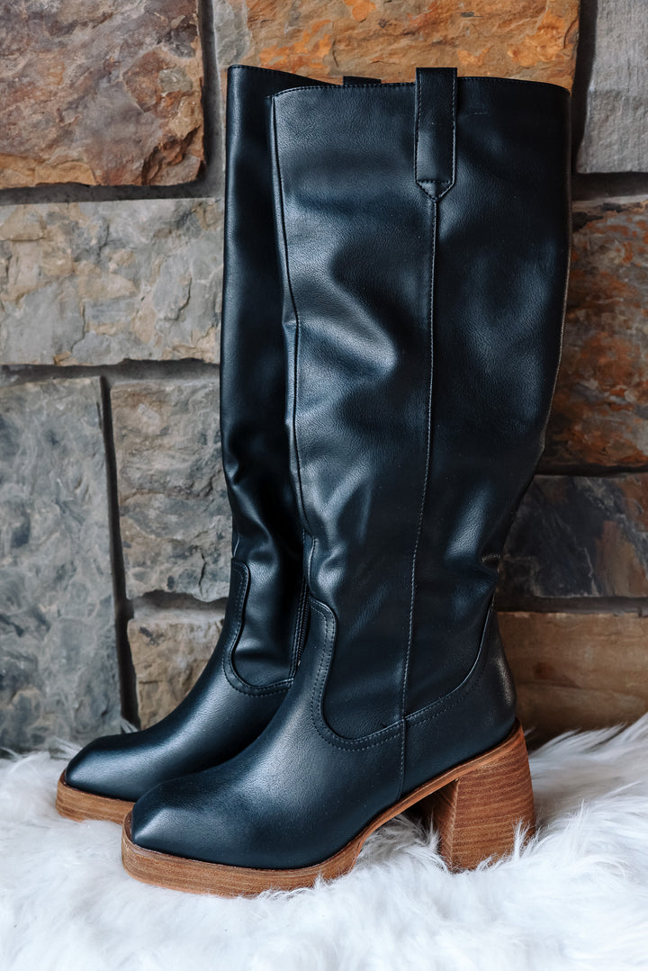 Alyssa Chunky Tall Boots - Black