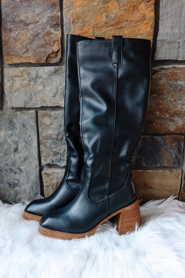 Alyssa Chunky Tall Boots - Black