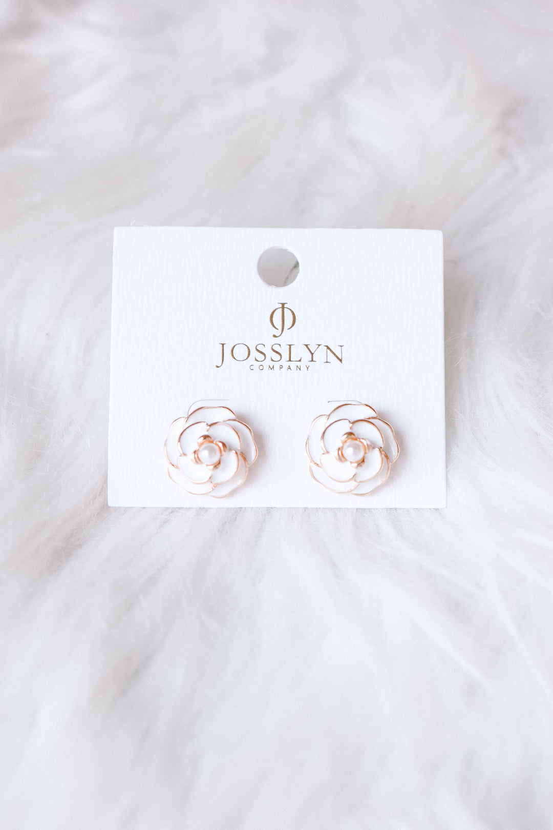 Gold Flower Pearl Stud Earrings