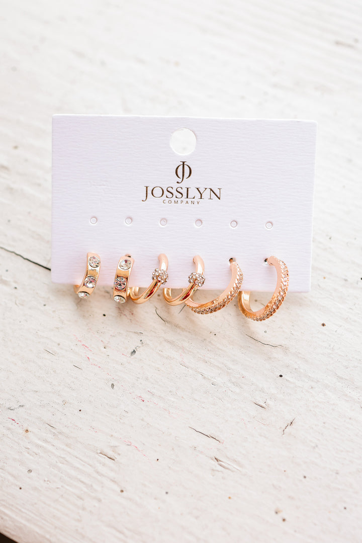 Gold-Tone Crystal Huggie Hoop Earring Set