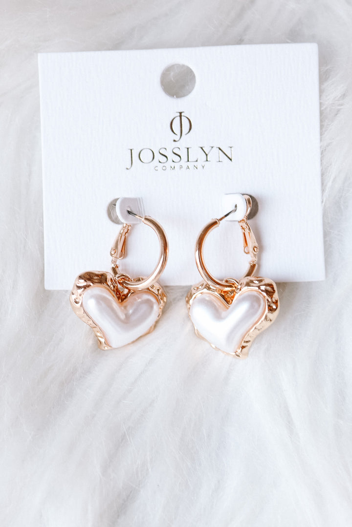 Pearly Puffy Heart Drop Earrings