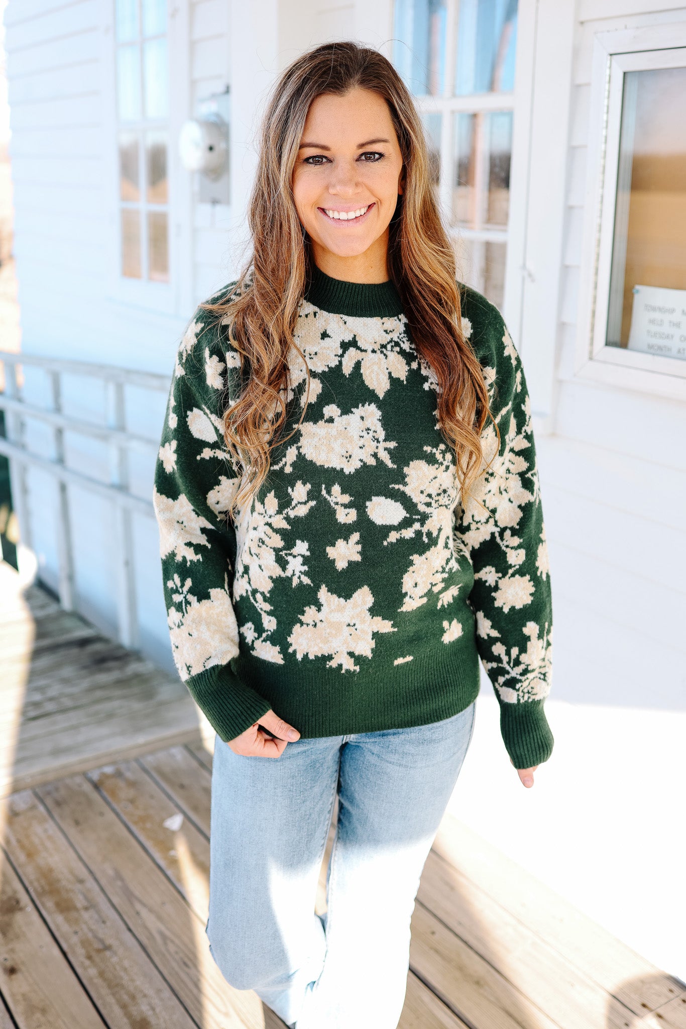 River Floral Crew Neck Knit Sweater