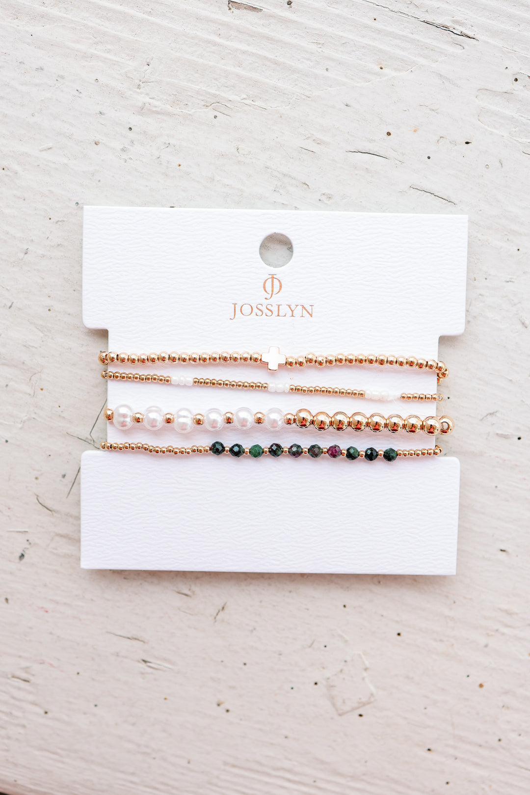 Multi-Ball Pearl Chain Stretch Bracelet - Jade