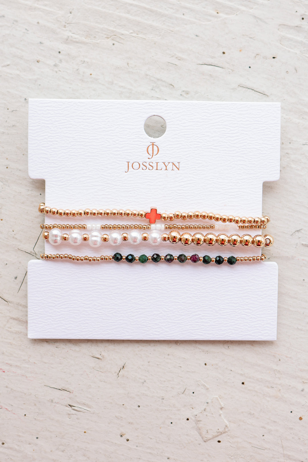 Multi-Ball Pearl Chain Stretch Bracelet - Jade
