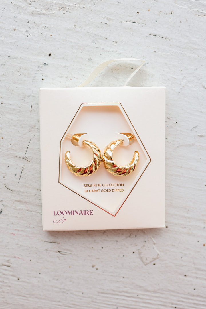 Twisted Hoop Earrings - Gold