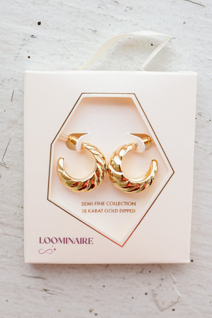 Twisted Hoop Earrings - Gold