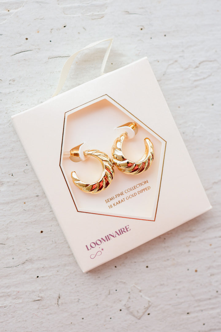 Twisted Hoop Earrings - Gold