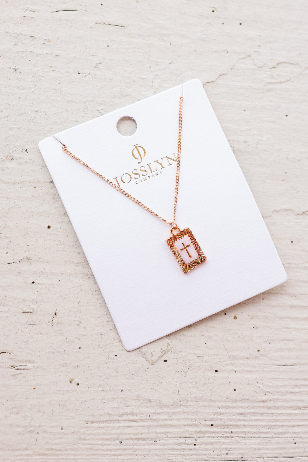 Sunburst Square Cross Pendant Necklace