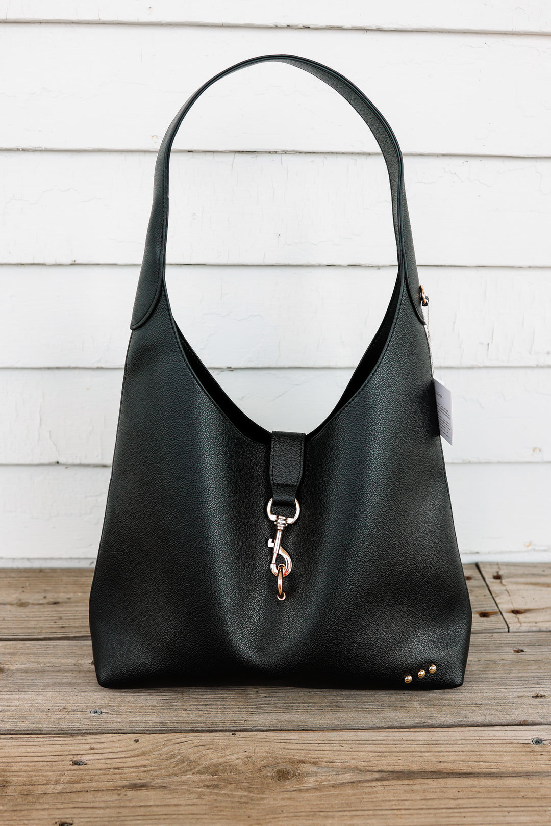 Haddie Hobo Vegan Leather Tote - Black
