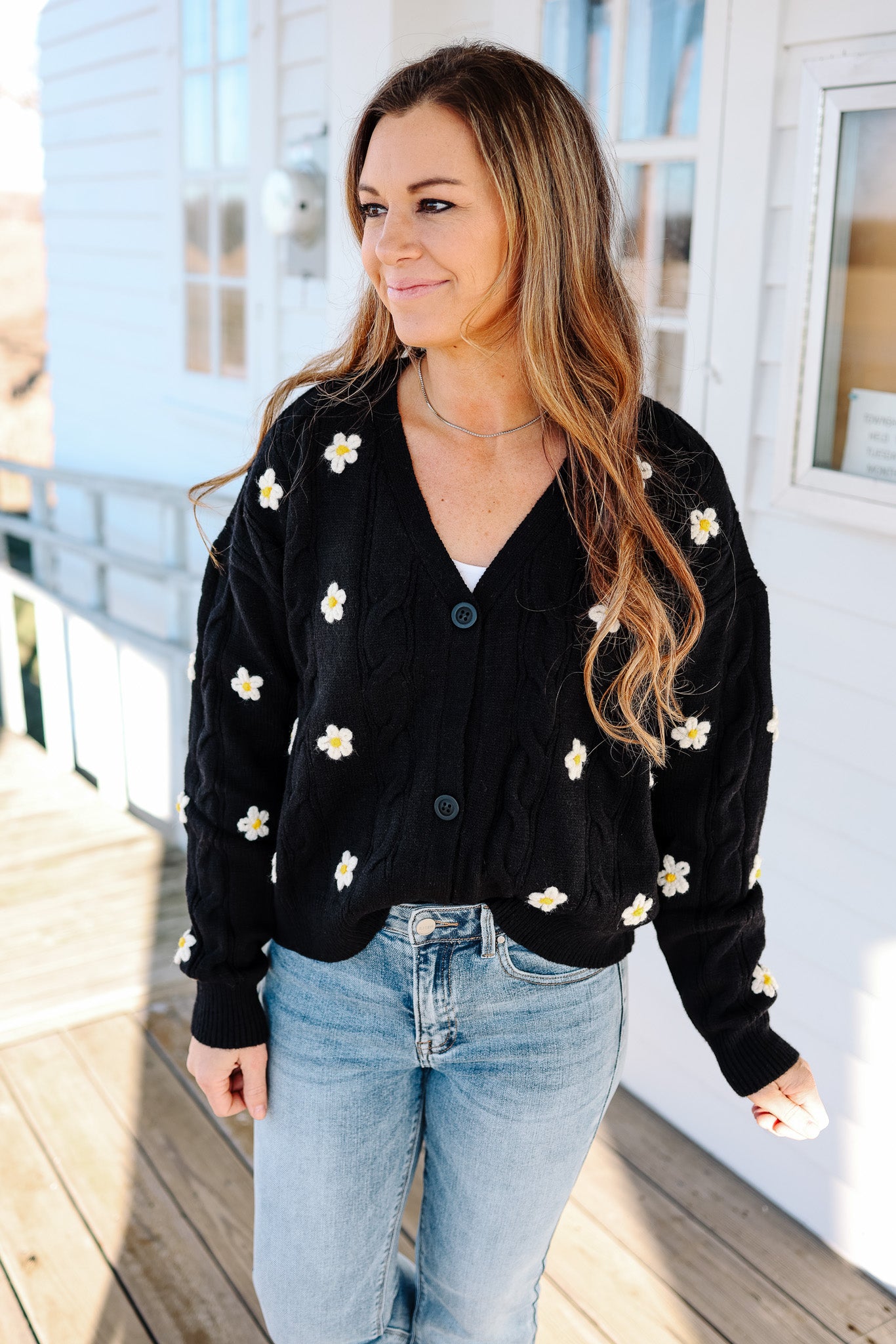 Rylee Floral Cable Knit Cardigan