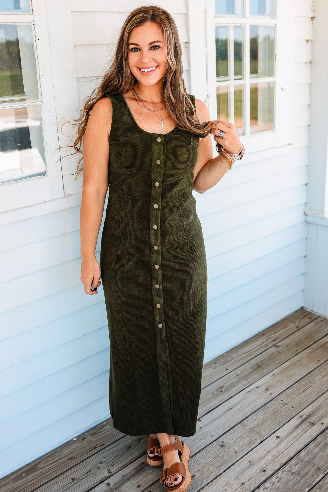 Montana Button Down Corduroy Maxi Dress