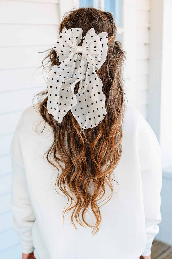 Sheer Polka Dot Hair Clip Bow