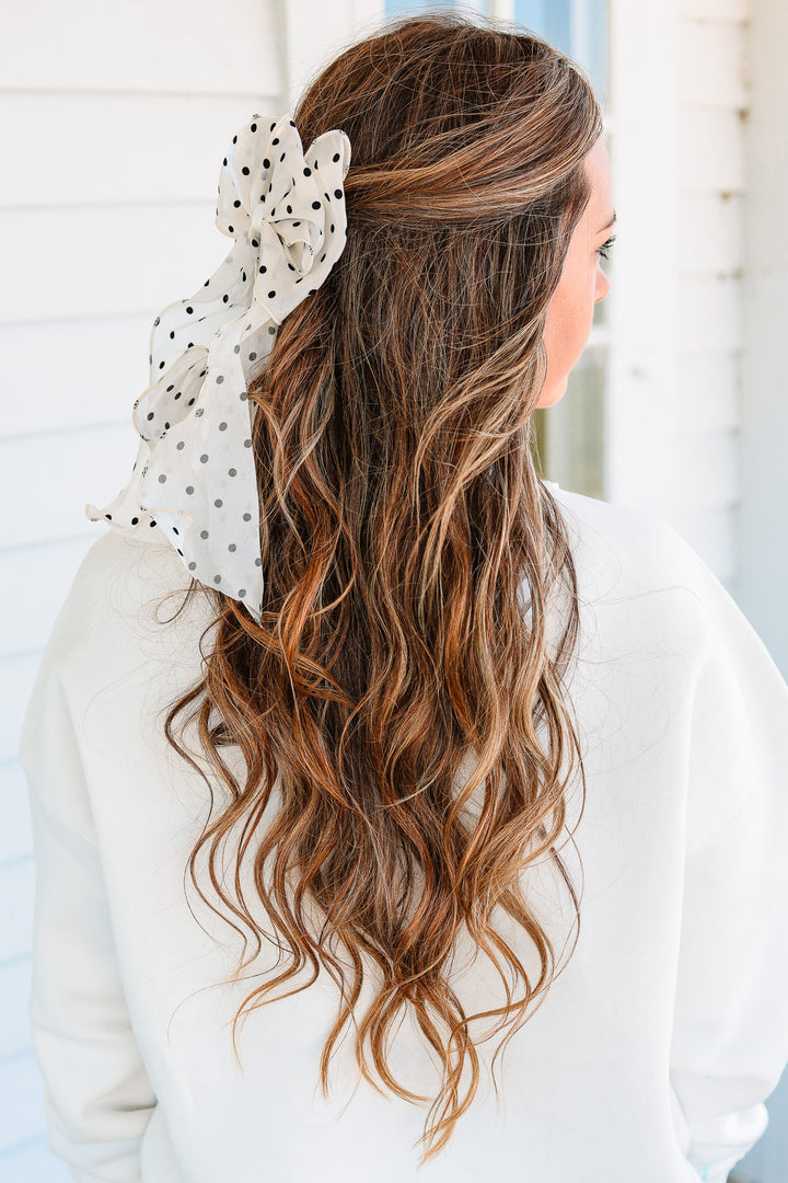 Sheer Polka Dot Hair Clip Bow
