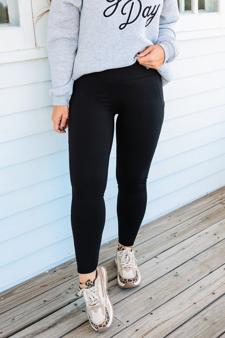 Butter Basic Leggings With Pockets - Black