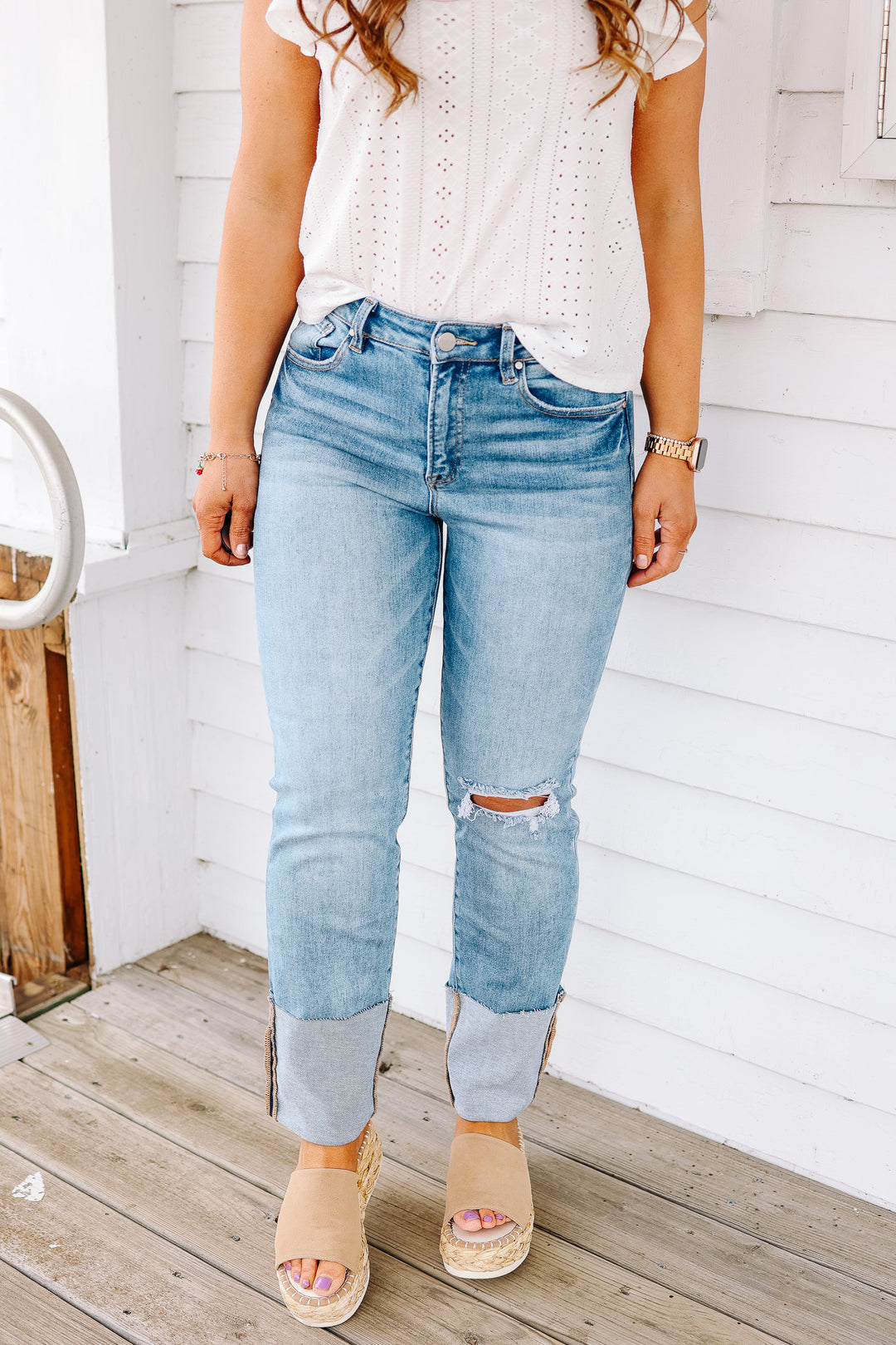RISEN: Elyse Straight Cuff Jeans - Main Image