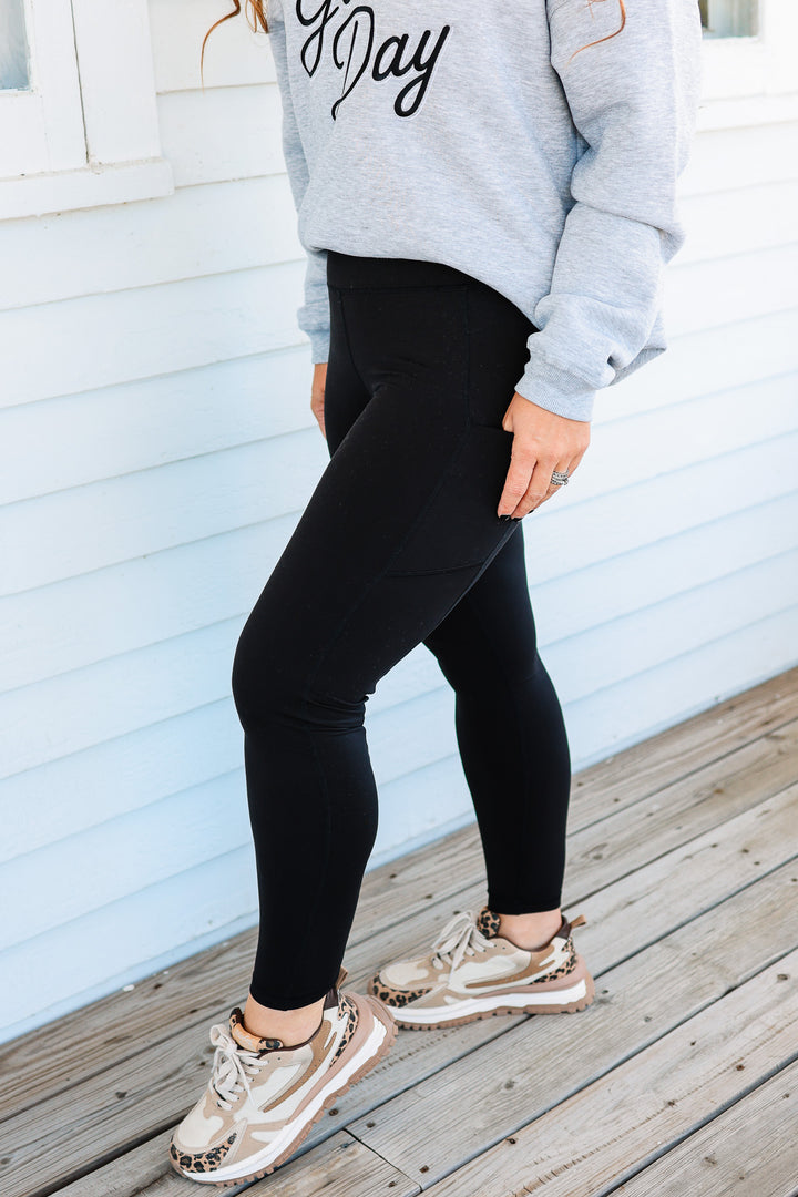 Butter Basic Leggings With Pockets - Black