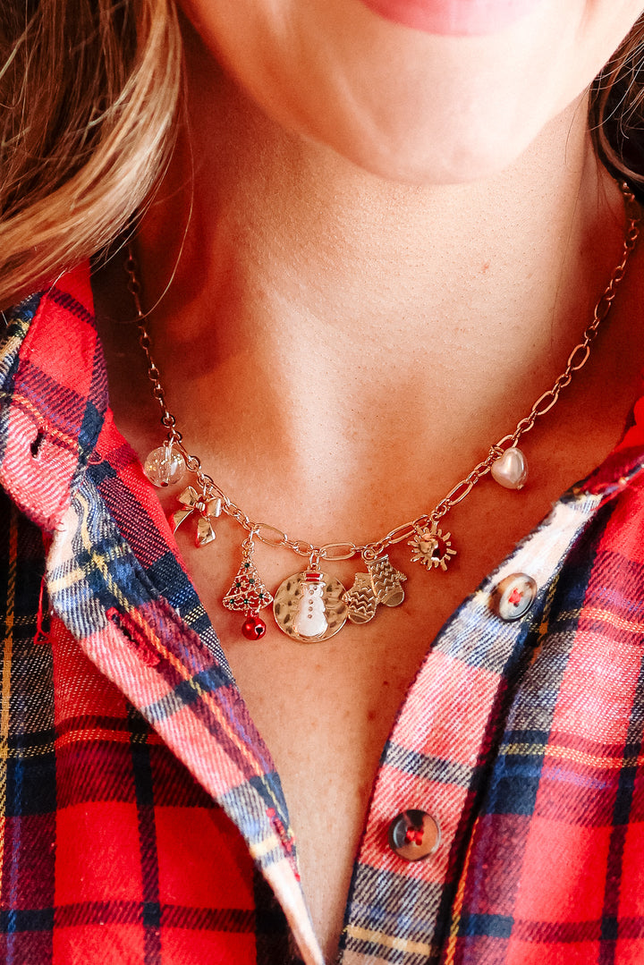 Christmas Tree Bow Charms Necklace