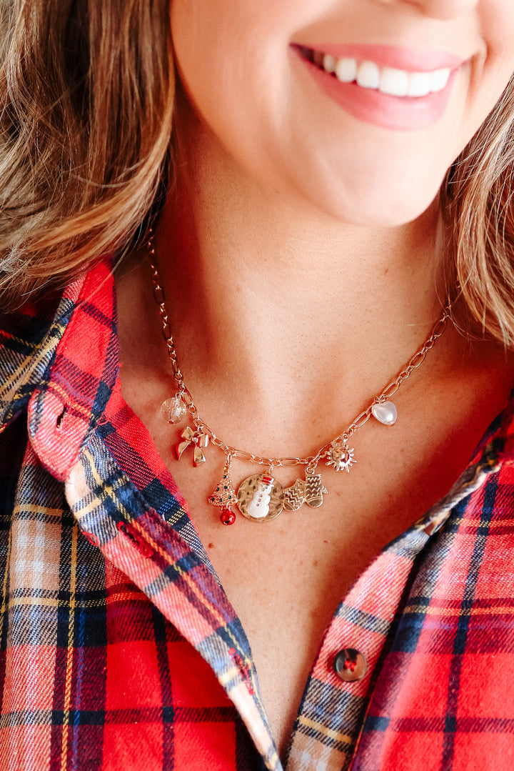 Christmas Tree Bow Charms Necklace