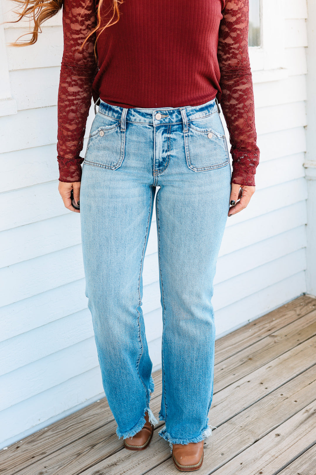KANCAN: Marin Mid Rise Wide Flare