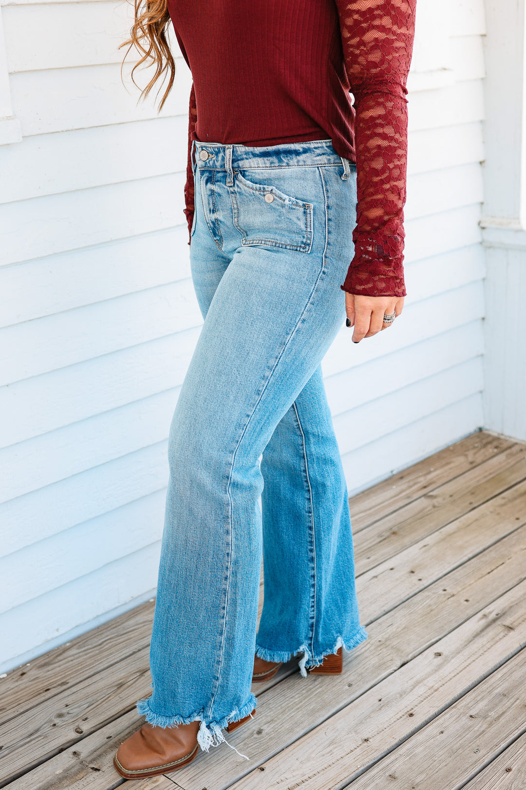 KANCAN: Marin Mid Rise Wide Flare