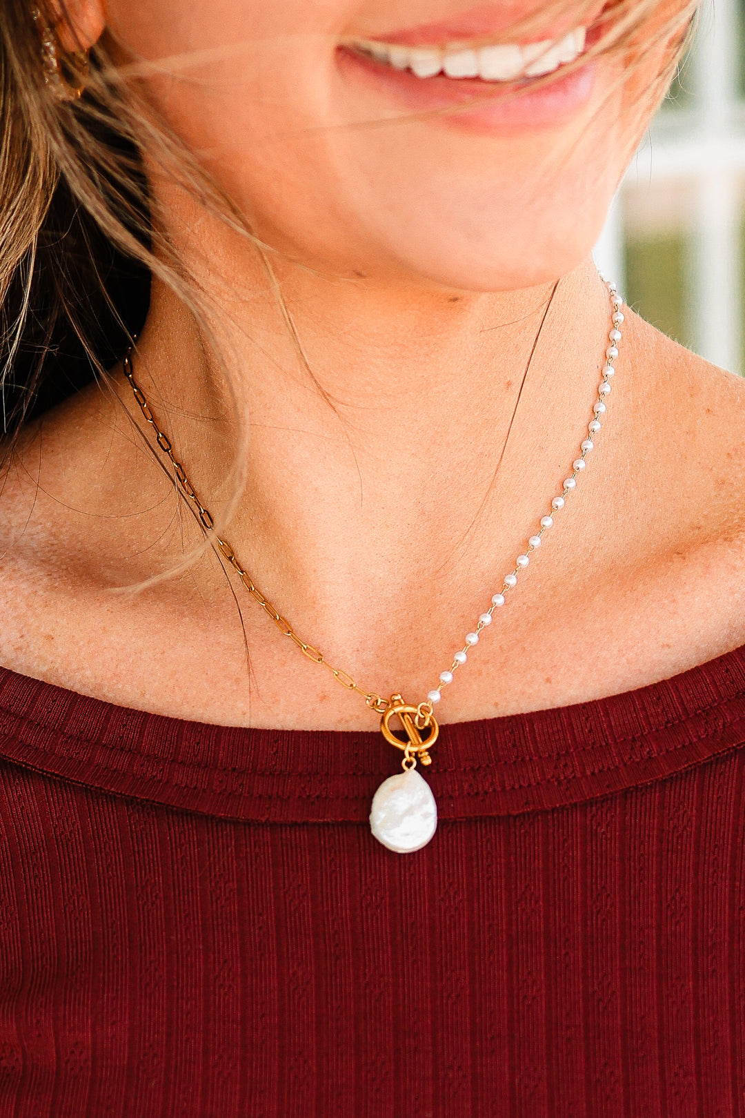 Pearl Beaded Chain Necklace