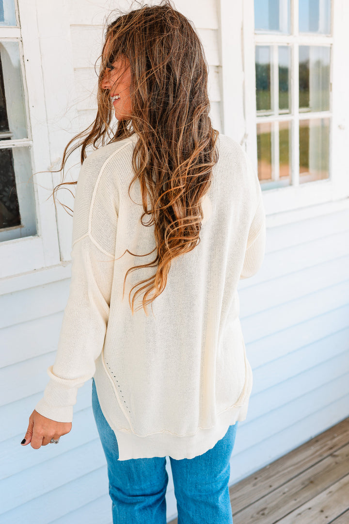 Tatum Slouchy Button Down Cardigan - Vanilla