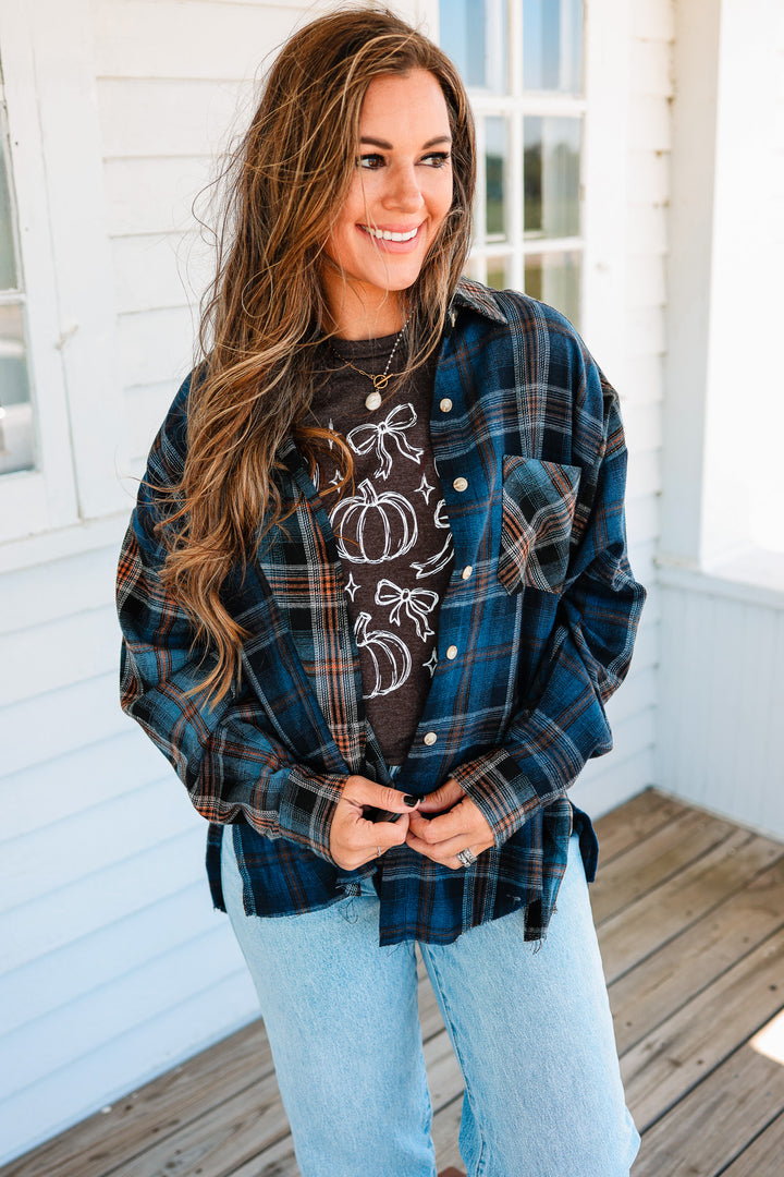 Kambrie Plaid Flannel Shirt - Navy