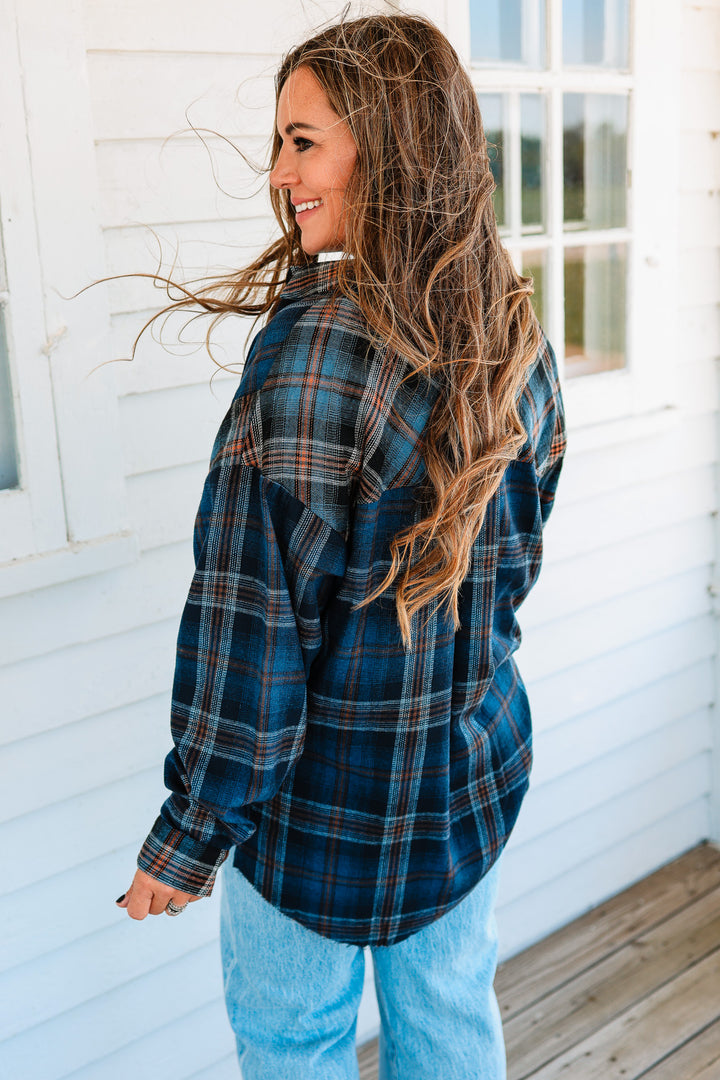 Kambrie Plaid Flannel Shirt - Navy